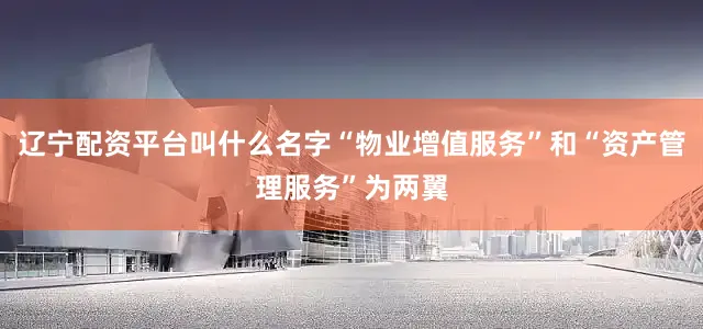 辽宁配资平台叫什么名字“物业增值服务”和“资产管理服务”为两翼